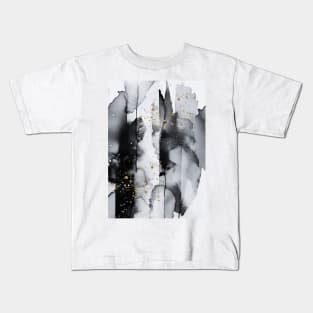 Black and gold abstract leaf Kids T-Shirt